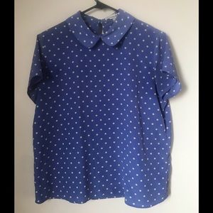 Forever21 blue polka dot blouse w/ peterpan collar